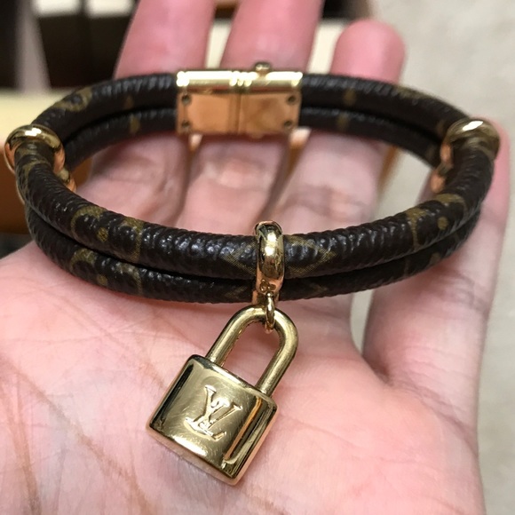 Louis Vuitton Monogram Double Keep It Twice Logo Lock Bracelet at